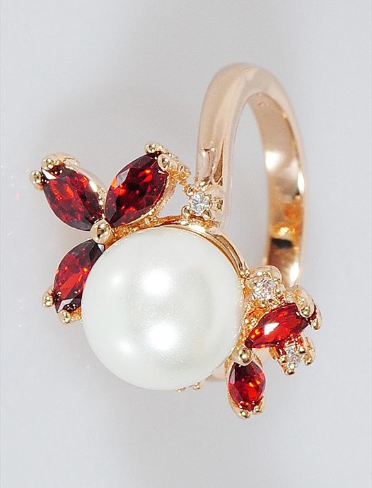 

Кольцо из бижутерного сплава р.  Lotus Jewelry 3032R-22fwp-gn, гранат/циркон, 3032R-22fwp-gn