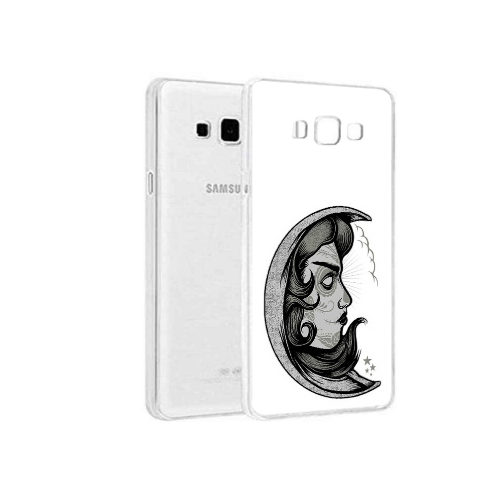 Чехол MyPads Tocco для Samsung Galaxy A8 черно белая луна с лицом