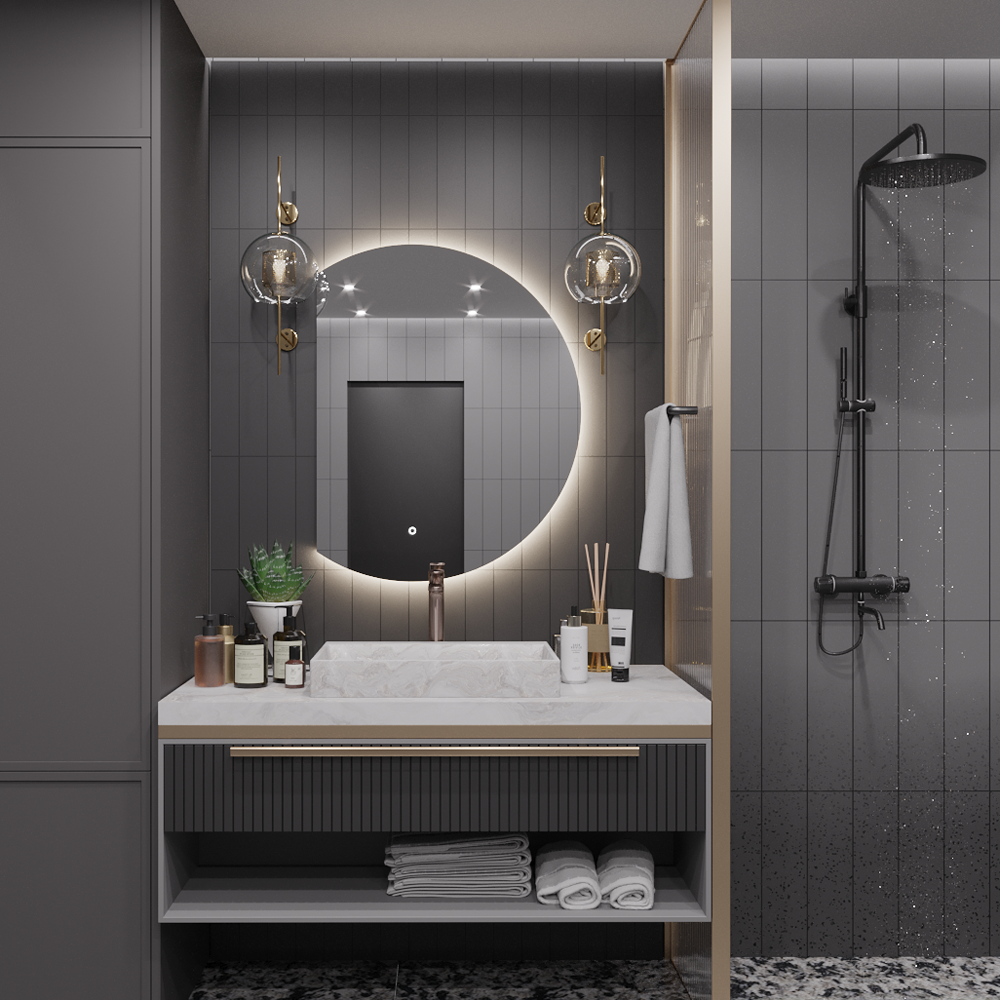 Зеркало для ванной Slavio Maluchini Дафна 120*100 с нейтральной LED-подсветкой обрез слева