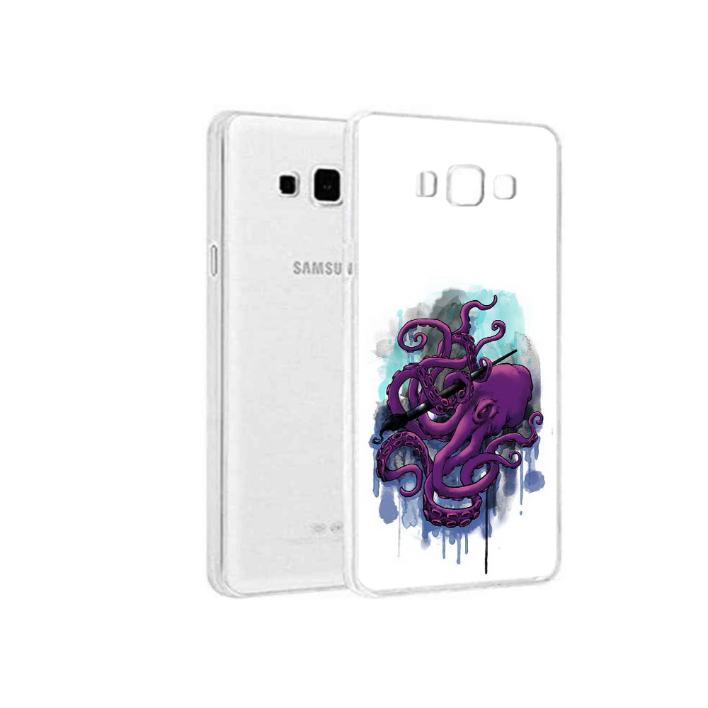 

Чехол MyPads Tocco для Samsung Galaxy A8 фиолетовый осьминог, Прозрачный, Tocco