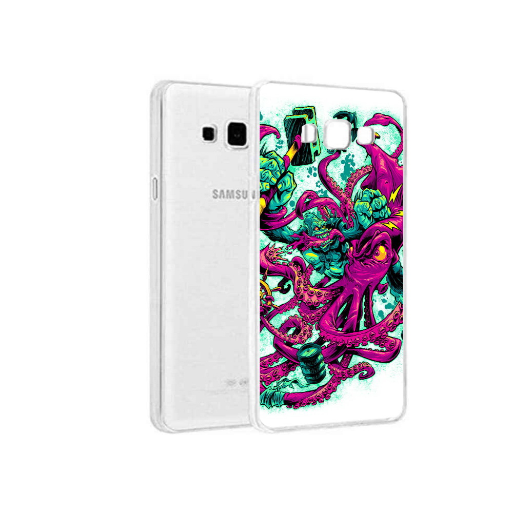 

Чехол MyPads Tocco для Samsung Galaxy A8 фиолетовый кракен, Прозрачный, Tocco