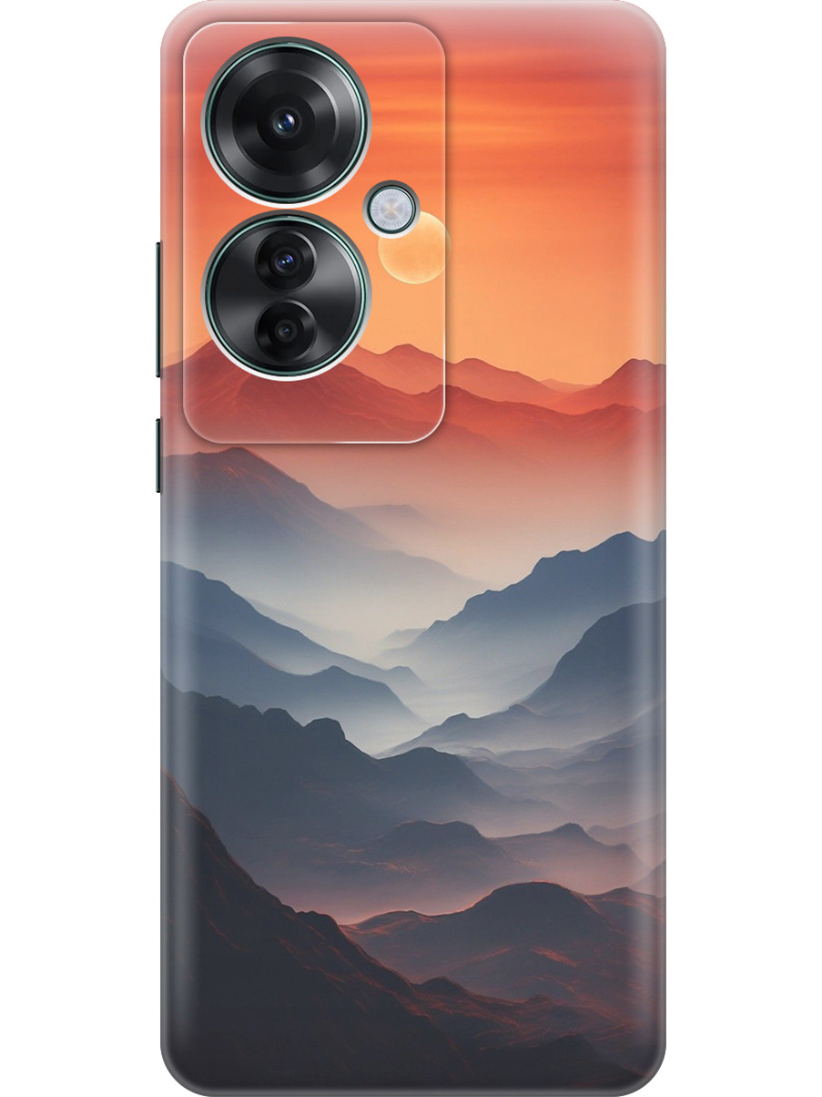 

Силиконовый чехол на Oppo Reno11 f 5G с принтом "Луна над горами", Прозрачный;оранжевый;черный, 782631241
