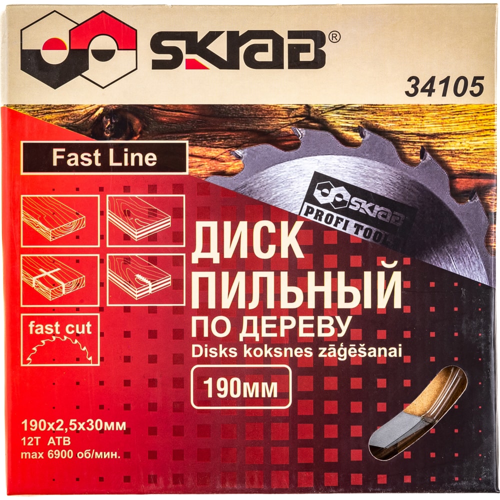 

SKRAB Диск пильный п/дер FAST LINE 190х30мм 12Т 34105