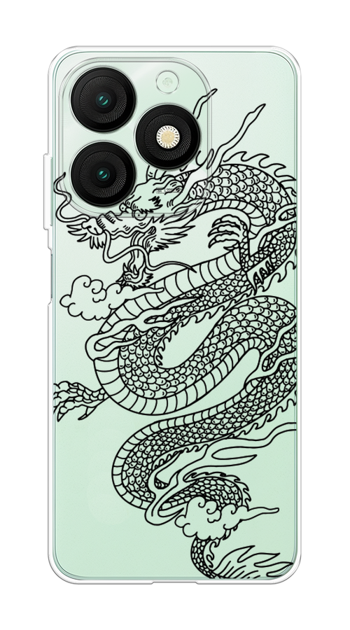 

Чехол на Itel A50 "Большой китайский дракон", Черный;серый, 3202250-1