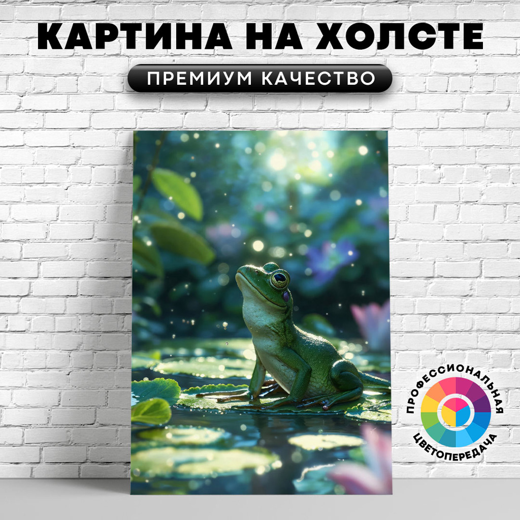 

Картина на холсте Лягушка в красивом пруду 60х45 см, ЖЛЯГУ