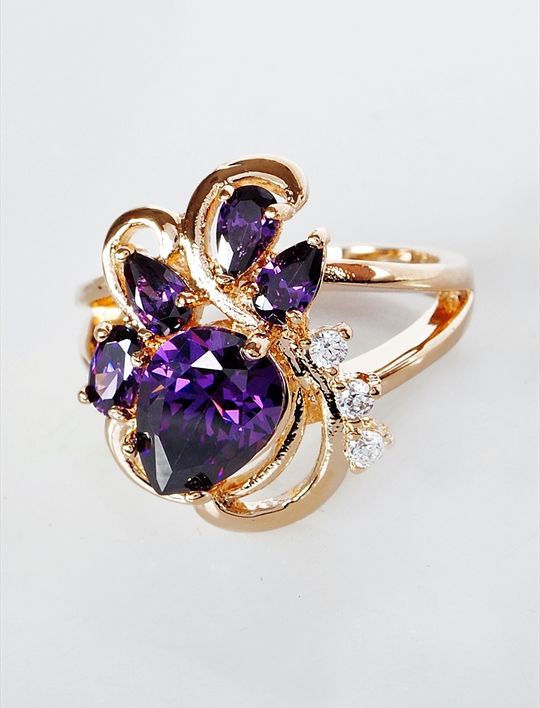 

Кольцо из бижутерного сплава р. Lotus Jewelry 3037R-09am, аметист/циркон, 3037R-09am
