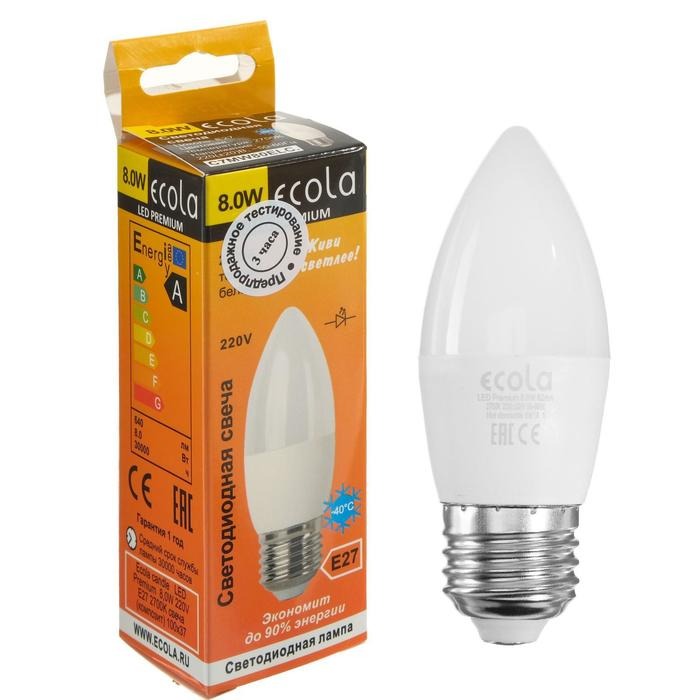 

Светодиодная лампа Ecola свеча E27 8W 2700K 2K 100x37 Premium C7MW80ELC