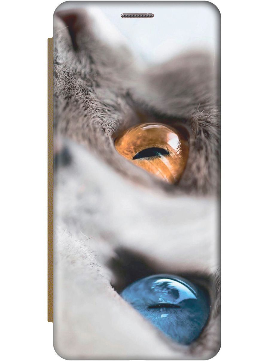 

Чехол-книжка на Samsung Galaxy A32 "Кот с разноцветными глазами" золотистый, 9530