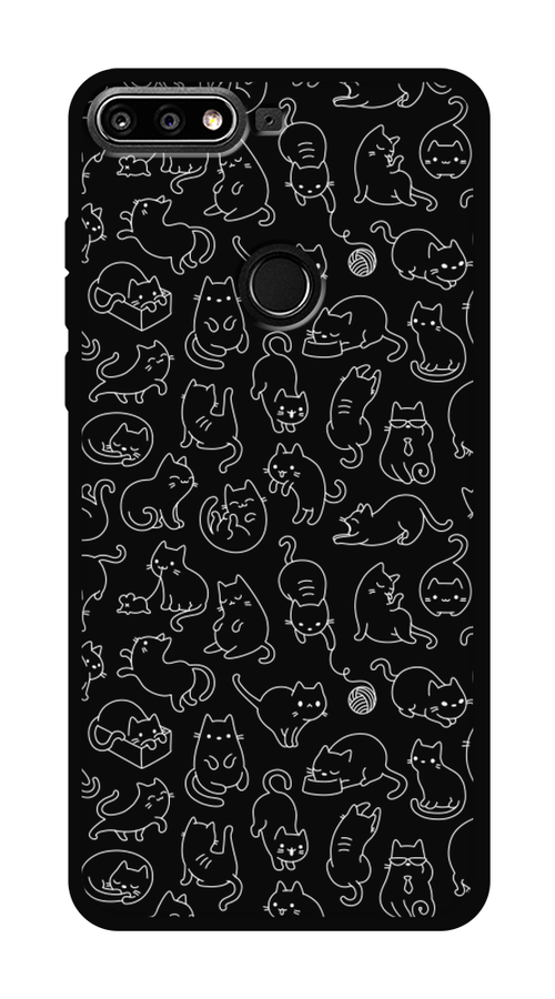 

Чехол Awog на Honor 7C Pro "Шкодливые котики", Черный;белый;серый, 65552-1