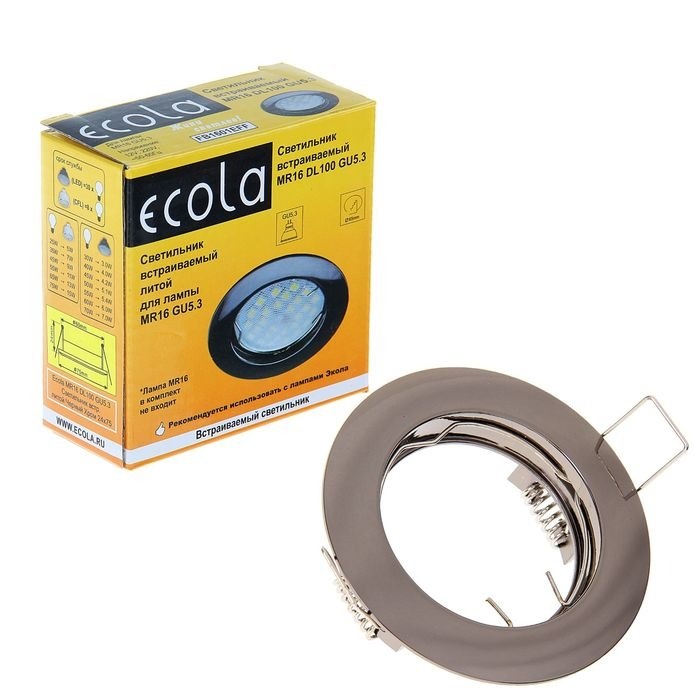 

Светильник встраиваемый Ecola MR16 DL100 GU5.3 литой FB1601EFF