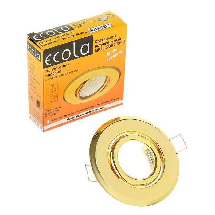 

Светильник встраиваемый Ecola MR16 DH09 GU5.3 Золото FG1603EFS