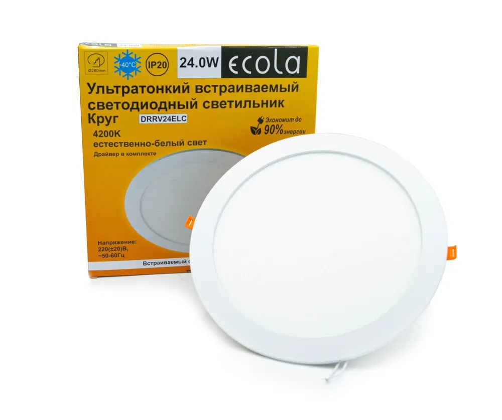

Светильник встраиваемый Ecola LED downlight с драйвером 24W 220V 4200K DRRV24ELC