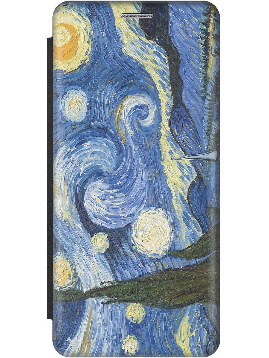 

Чехол-книжка на Samsung Galaxy A32 c принтом "Звездная ночь" черный, Голубой;желтый, 9526