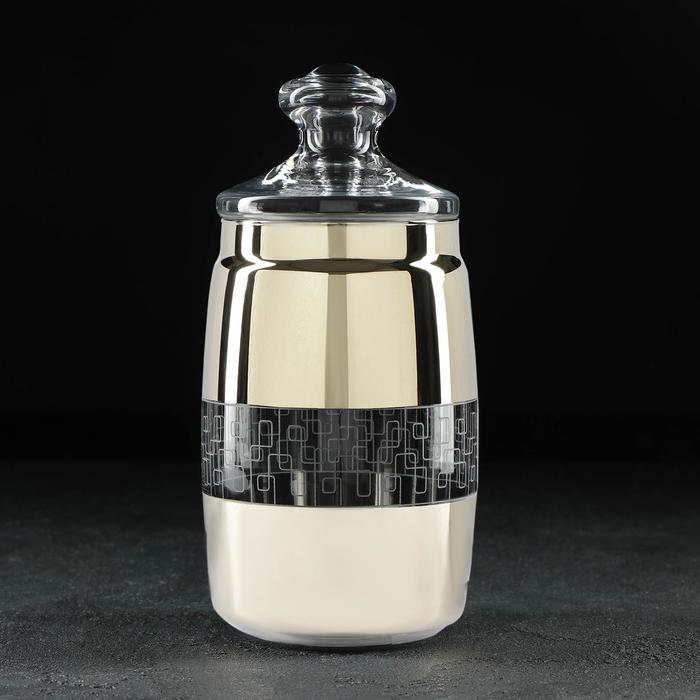 

Банка «Геометрия», 1,1 л, с гравировкой и напылением, цвет напыления золотой