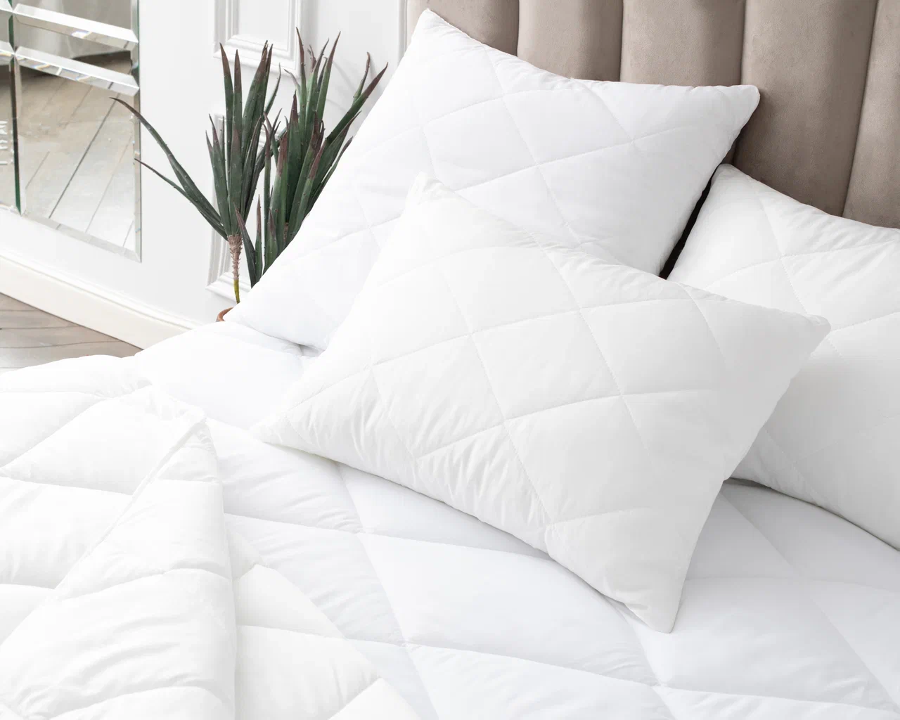 фото Комплект одеяло и подушка, 140х205, 50х70, guten morgen, белый