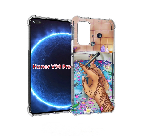 

Чехол бампер MyPads девушка в ванне женский для Honor V30, Прозрачный, Tocco