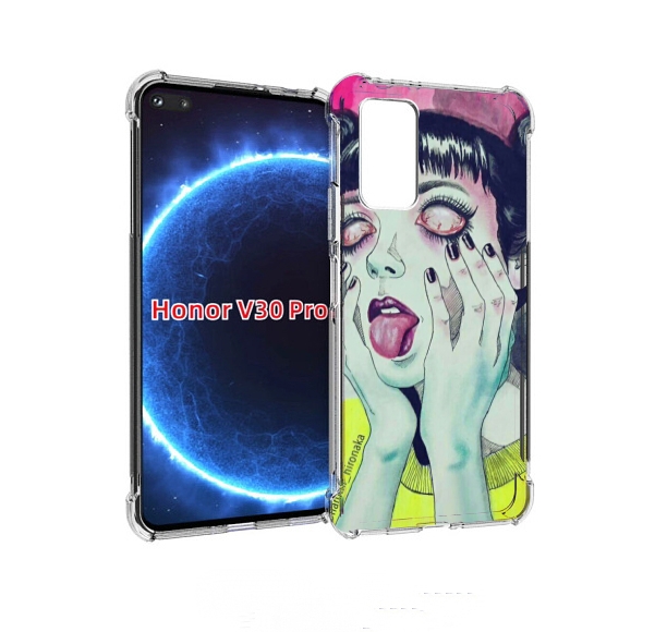

Чехол бампер MyPads девушка без зрачков для Honor V30 Pro, Прозрачный, Tocco