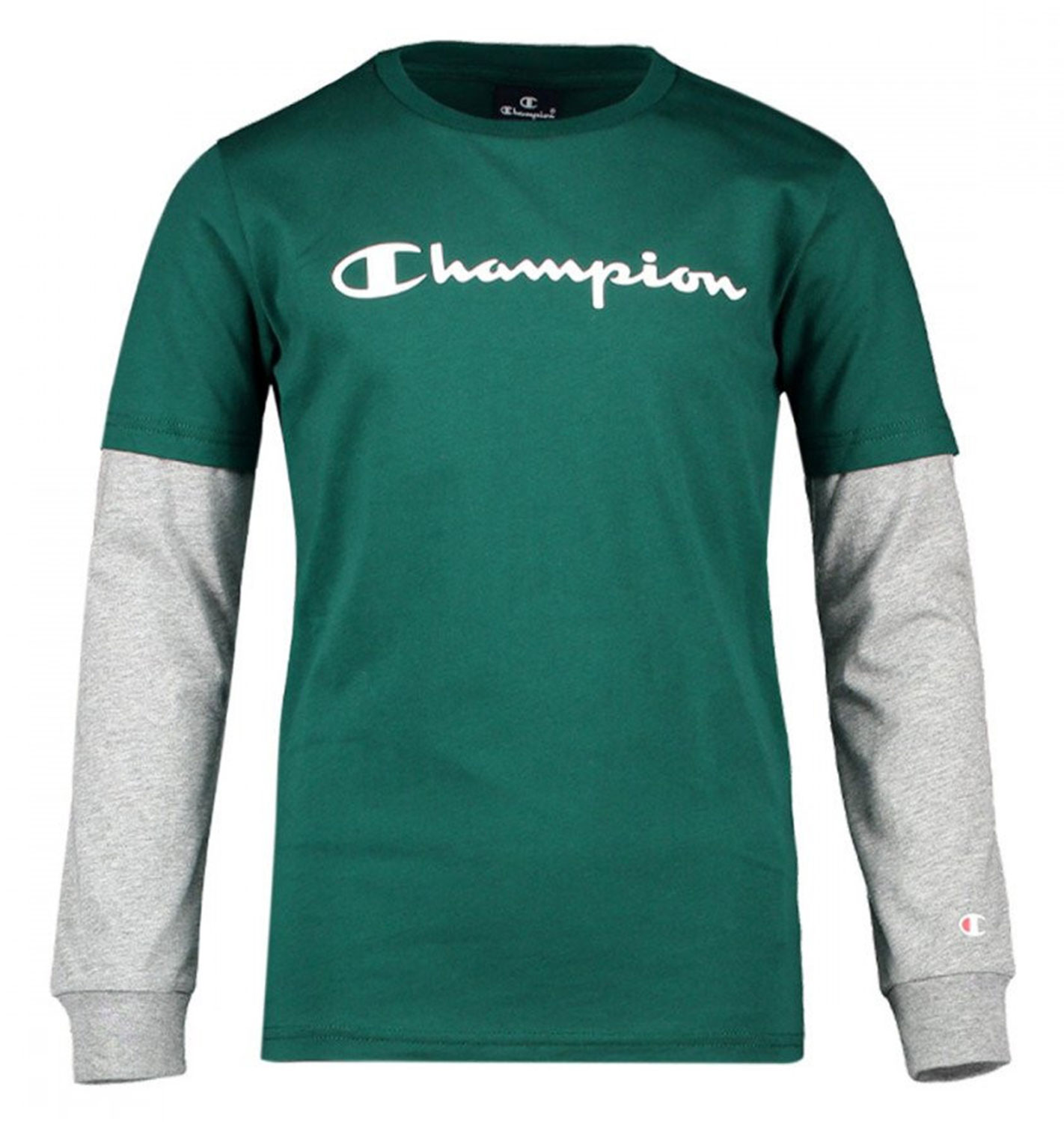 фото Лонгслив детский champion legacy smu zl long sleeve t-shirt 305367-gs502 цв.зеленый р.162