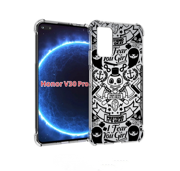 

Чехол бампер MyPads готический-принт для Honor V30 Pro, Прозрачный, Tocco
