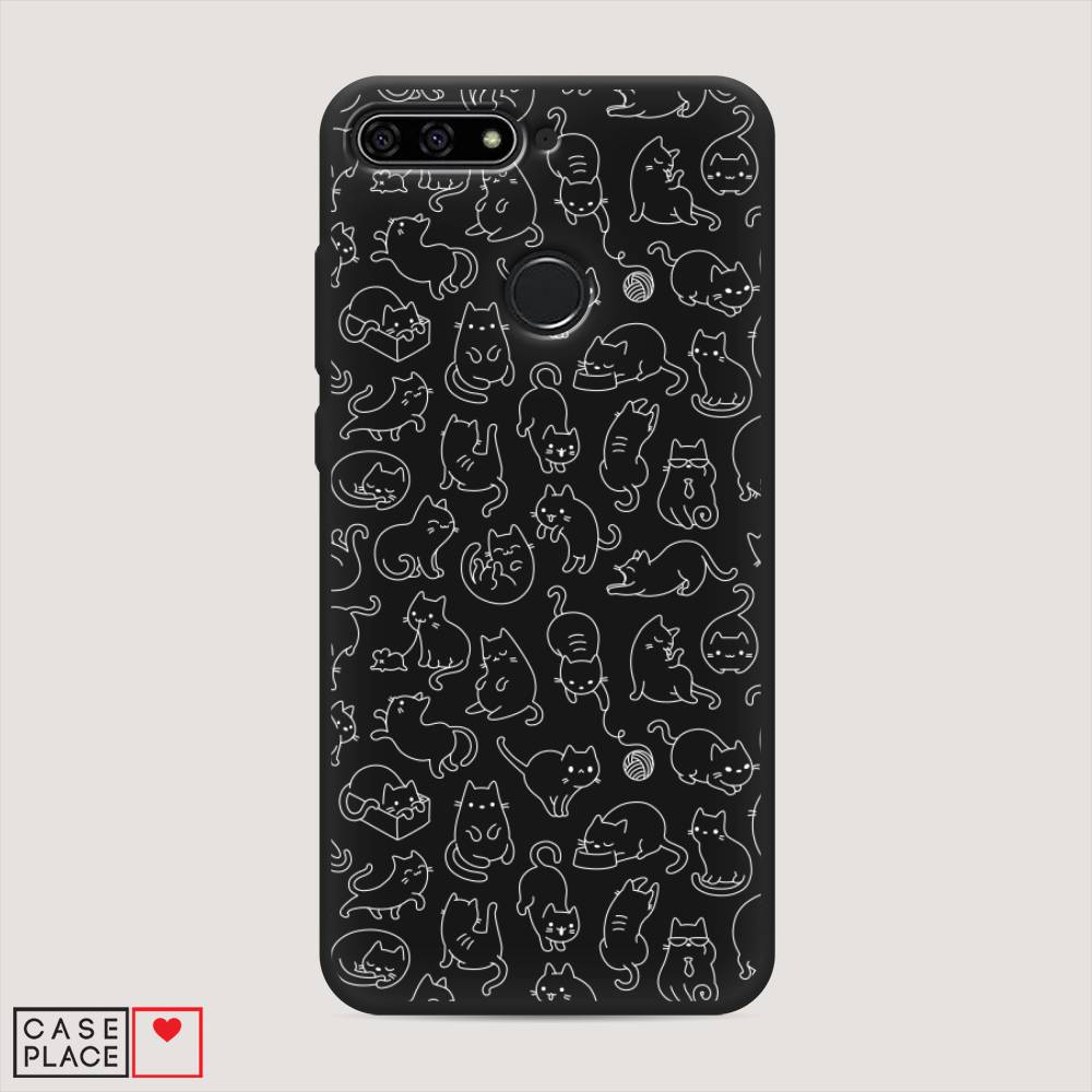 

Чехол Awog на Honor 7C "Шкодливые котики", Черный;белый;серый, 64552-1