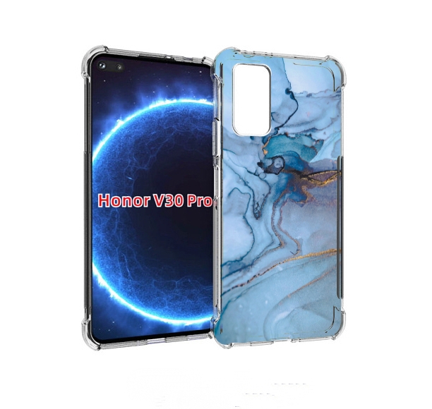 

Чехол бампер MyPads голубой мрамор для Honor V30 Pro, Прозрачный, Tocco