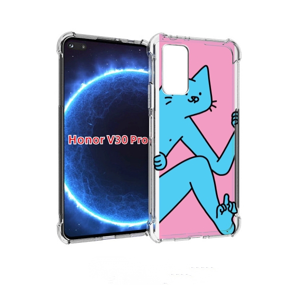 

Чехол бампер MyPads голубой кот в дверце для Honor V30 Pr, Прозрачный, Tocco