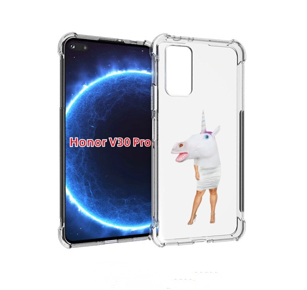 

Чехол бампер MyPads голова-единорога для Honor V30 Pro, Прозрачный, Tocco