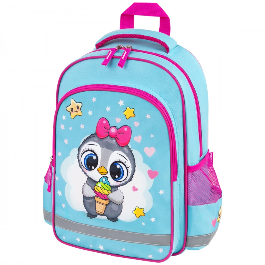 Рюкзак школьный Пифагор School, 1 отделение, 3 кармана, Smart penguin, 38x28х14см