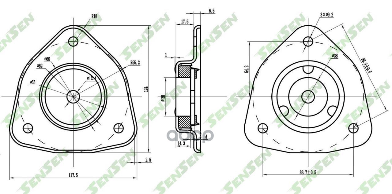 

SENSEN M61065 Опора амортизатора переднего nissan almera 95-00/sunny n14 90
