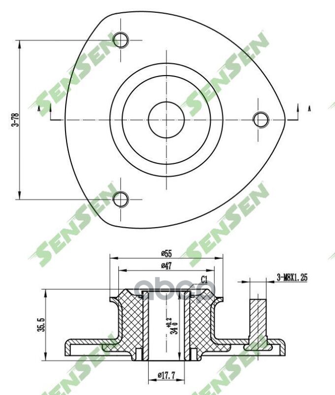 

SENSEN M61062 Опора амортизатора переднего suzuki grand vitara (ft, gt) 98-, vitara (et, t