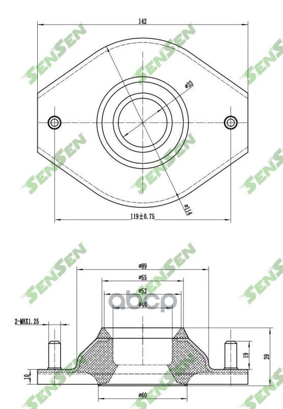 SENSEN M61058 Опора амортизатора DAEWOO (Matiz M100, M150) CHEVROLET (Spark M200) Front