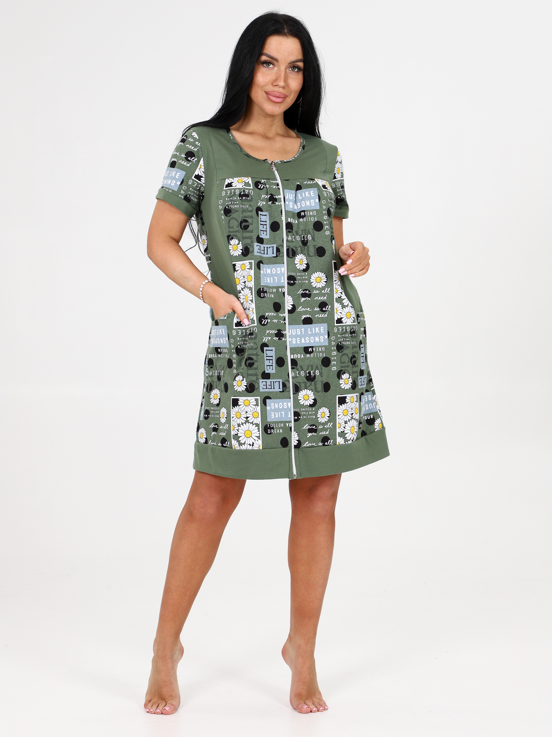 Халат женский Home Style 2307Х2 зеленый 48 RU 1316₽