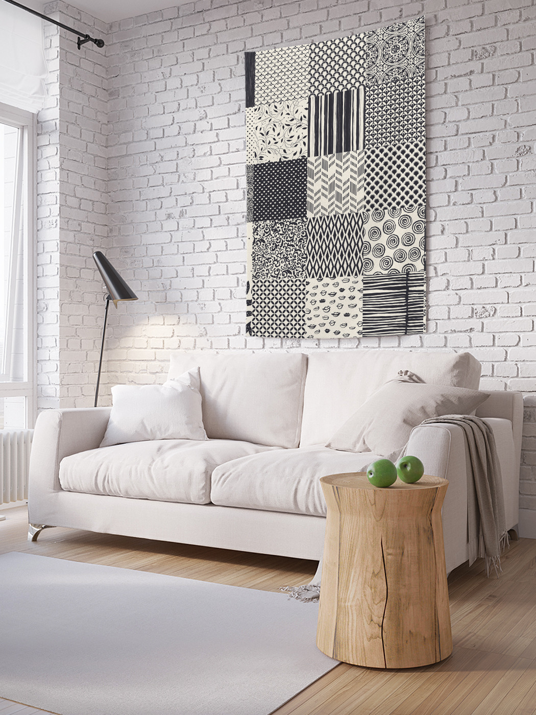 

Вертикальное фотопанно на стену JoyArty Монохромный пэчворк 150x200 см, Монохромный пэчворк