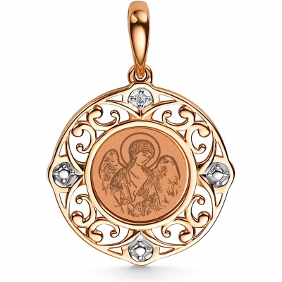 

Подвеска-иконка с 1 бриллиантом из красного золота Алкор 34407-100, 34407-100