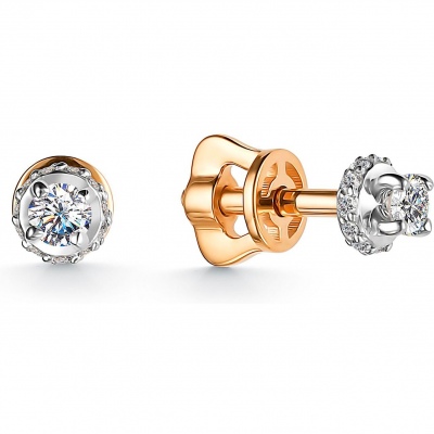 

Серьги с 24 бриллиантами из красного золота Алкор 24782-100, 24782-100
