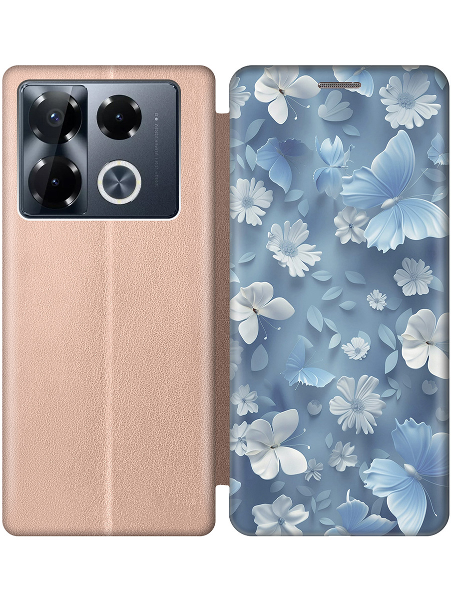 

Чехол-книжка на Infinix Note 40 Pro / 40 Pro 5g / 40 Pro+ 5g с принтом золотой 798699, Золотистый;белый;голубой, 782627023