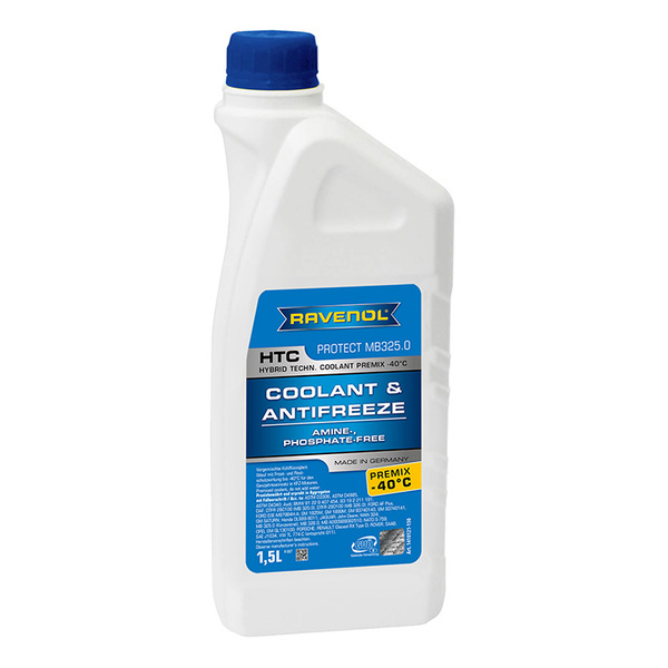 

Антифриз RAVENOL 141012115001999, антифриз HTC Hybrid Techn,Coolant Premix -40 (1,5л) (4014835755710)