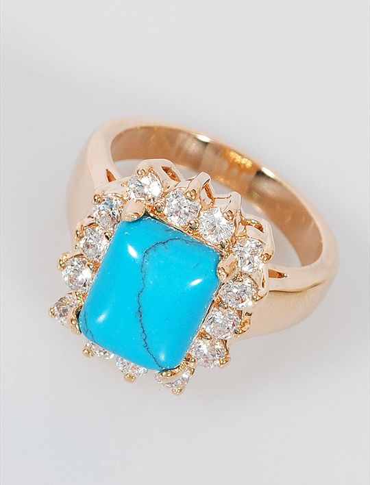 

Кольцо из бижутерного сплава р. 16 Lotus Jewelry 24R-15tq, бирюза/циркон, 24R-15tq