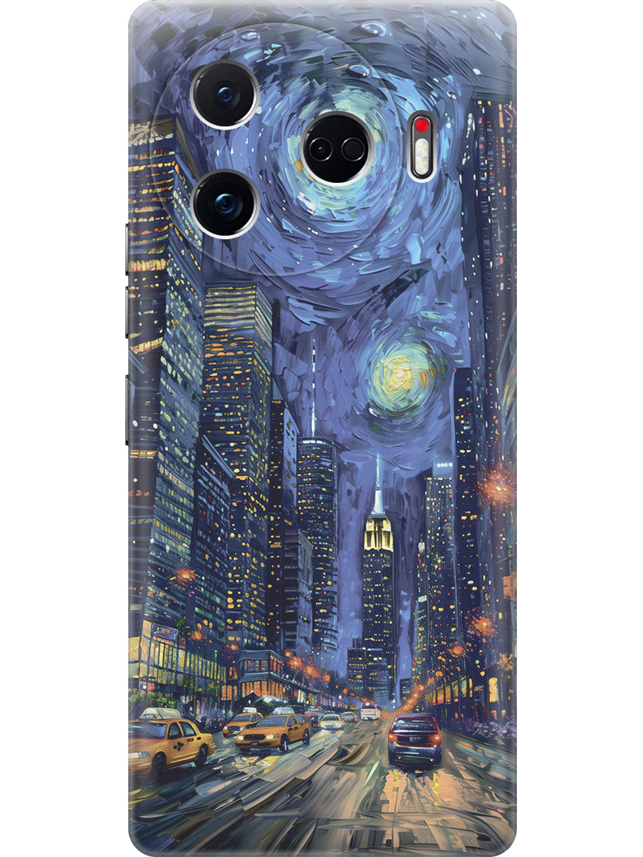 

Силиконовый чехол на Tecno Camon 30 Pro 5g с принтом "Ночной проспект", Прозрачный;синий;черный, 782633641