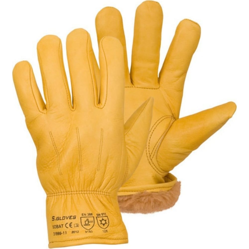 S. GLOVES Перчатки кожаные (лицевая кожа) SOBAT утепл.акрил.мех 11 размер 31999-11 утепленные кожаные перчатки s gloves