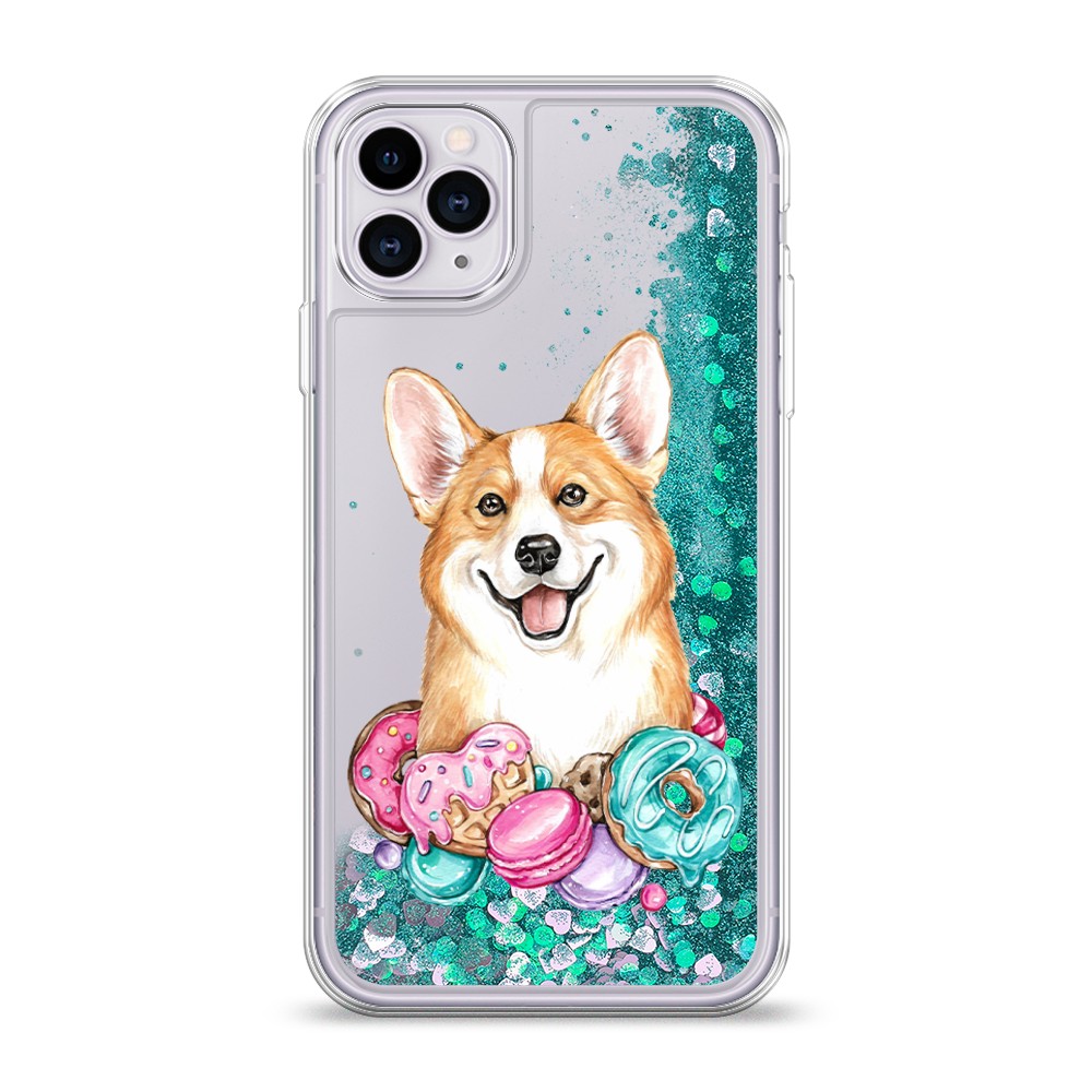 

Жидкий чехол с блестками "Корги и сладости" на Apple iPhone 11 Pro, 12395-1