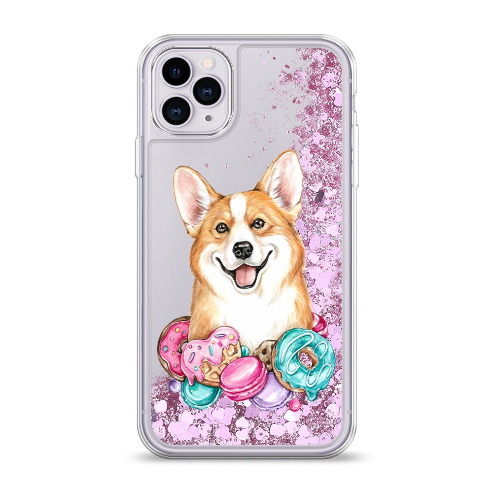 

Жидкий чехол с блестками "Корги и сладости" на Apple iPhone 11 Pro, 12394-1