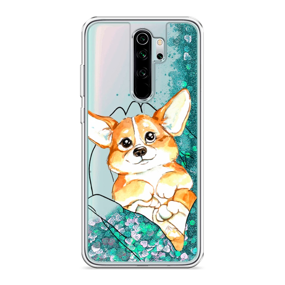 

Жидкий чехол с блестками "Корги в ладошках" на Xiaomi Redmi Note 8 Pro, 36695-1