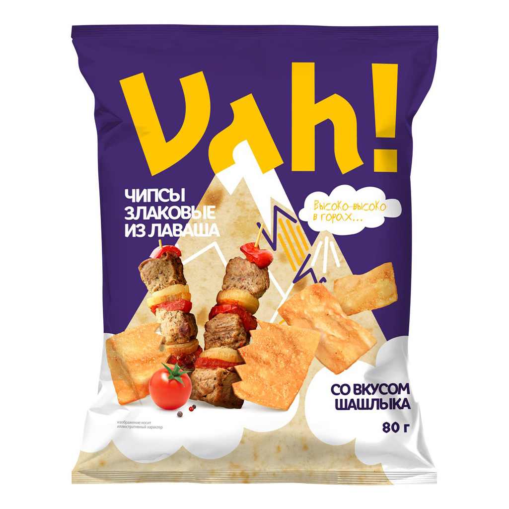 

Чипсы злаковые Vah! из лаваша со вкусом шашлыка 80 г