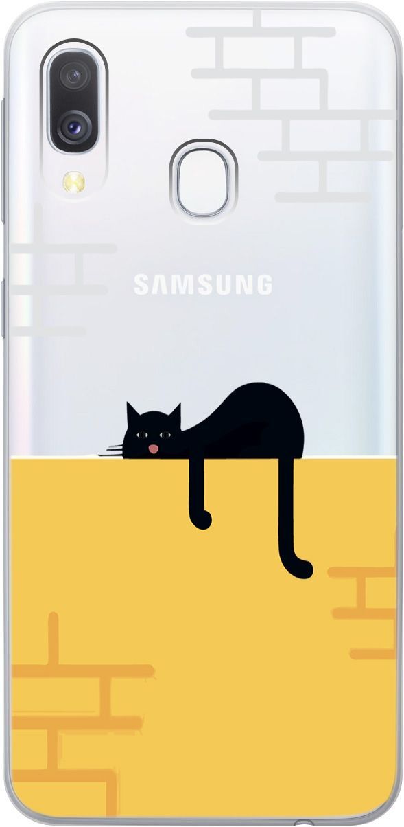 

Силиконовый чехол на Samsung Galaxy A40 с 3D принтом "Lazy Cat" прозрачный, Прозрачный;желтый, 5375