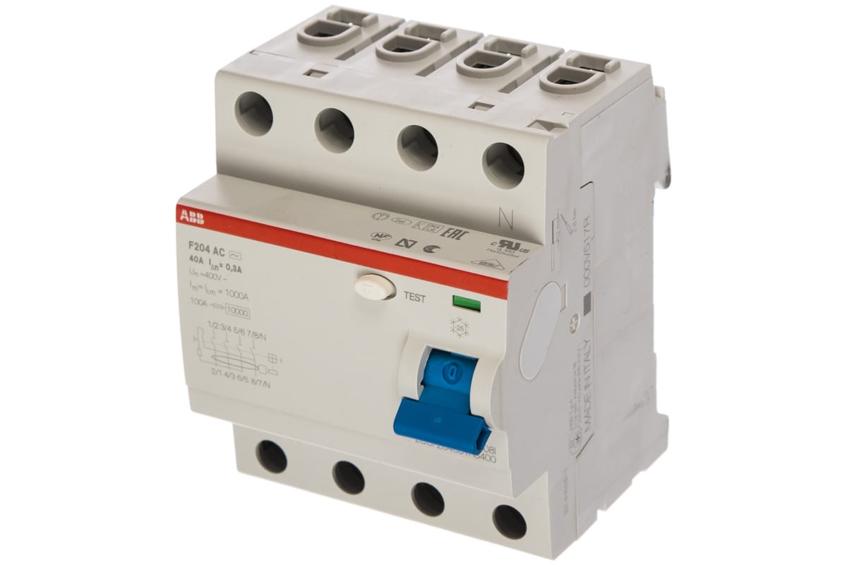 фото Выключатель дифференциального тока abb f204, 4р, ac, 40a, 300ma, 2csf204001r3400