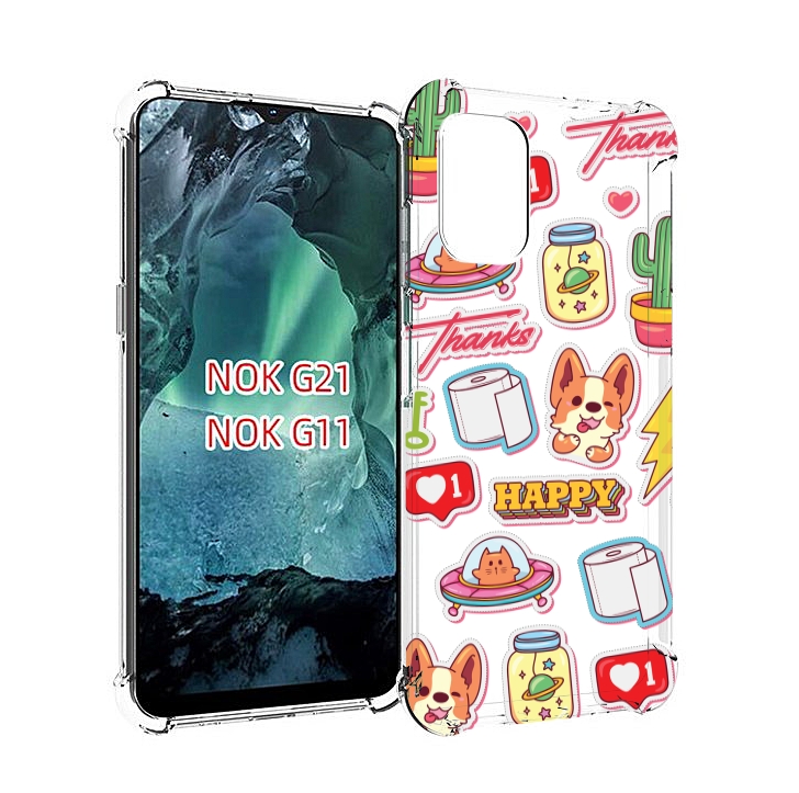 

Чехол MyPads милые-стикеры-корги для Nokia G11 / G21, Прозрачный, Tocco