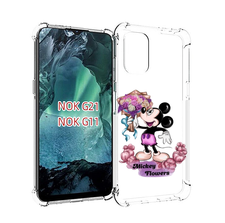 

Чехол Mypads Микки-С-Цветами Женский Для Nokia G11/G21, Прозрачный, Tocco