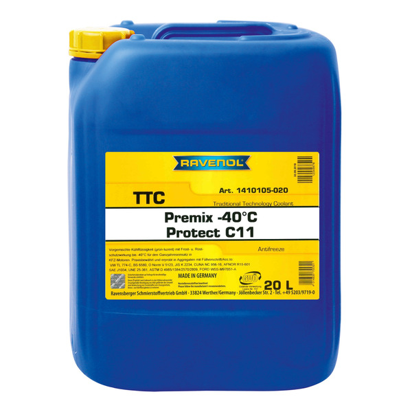 Антифриз готовый к прим. жёлтый RAVENOL TTC Traditional Technology Coolant Premix (20л)