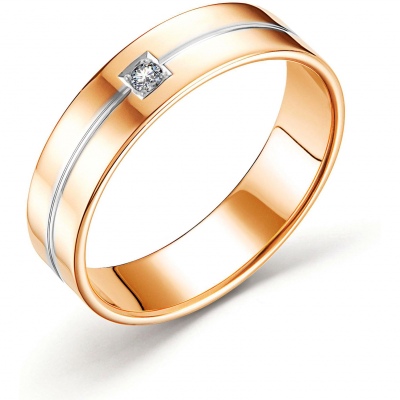 Кольцо с 1 бриллиантом из красного золота р. 20 Алкор 14795-100